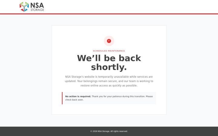 Screenshot of nsastorage.com