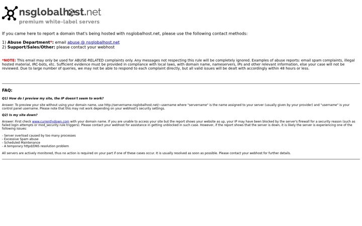 Screenshot of nsglobalhost.net