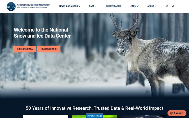 Screenshot von nsidc.org