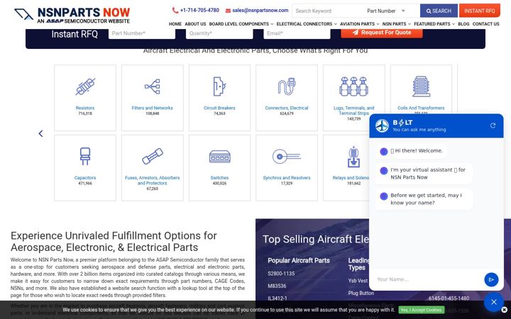 Screenshot of nsnpartsnow.com