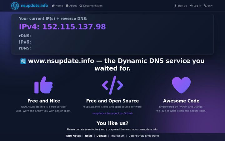 Screenshot of nsupdate.info