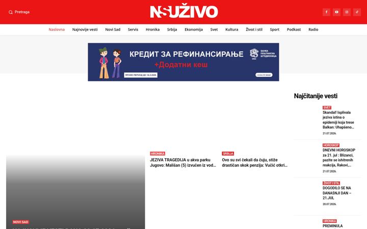 Screenshot of nsuzivo.rs