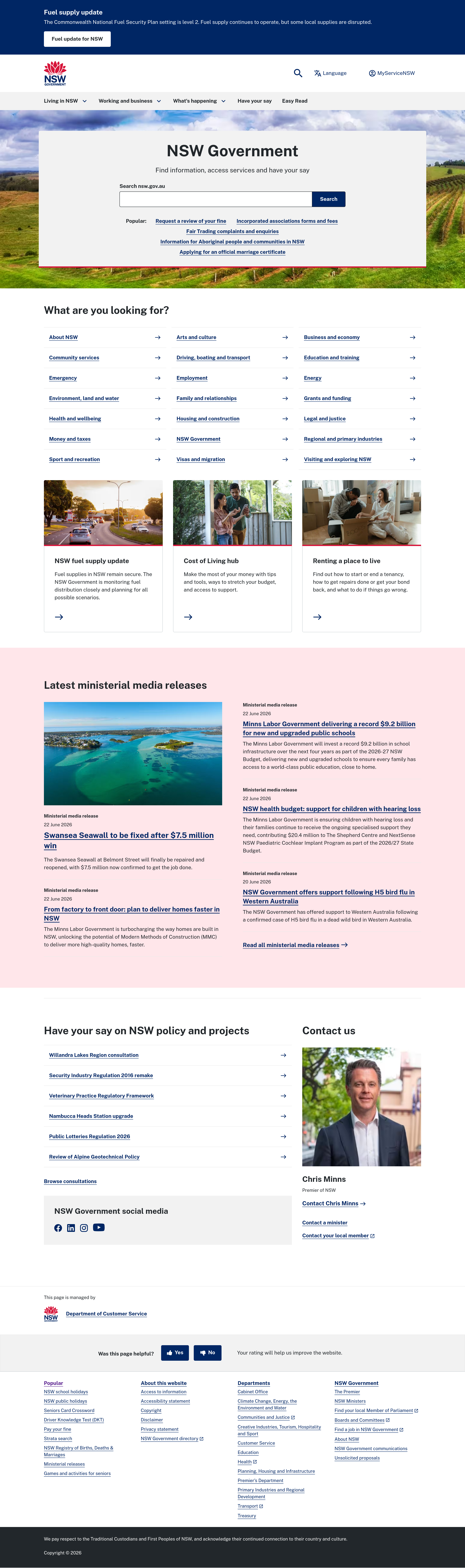 Screenshot of nsw.gov.au