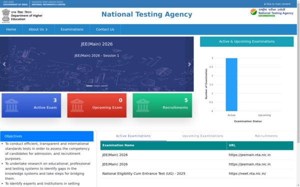 Screenshot of nta.nic.in