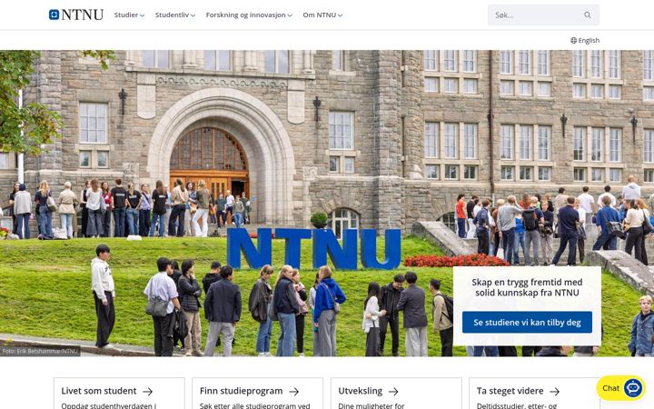 Ekraanipilt saidist ntnu.no