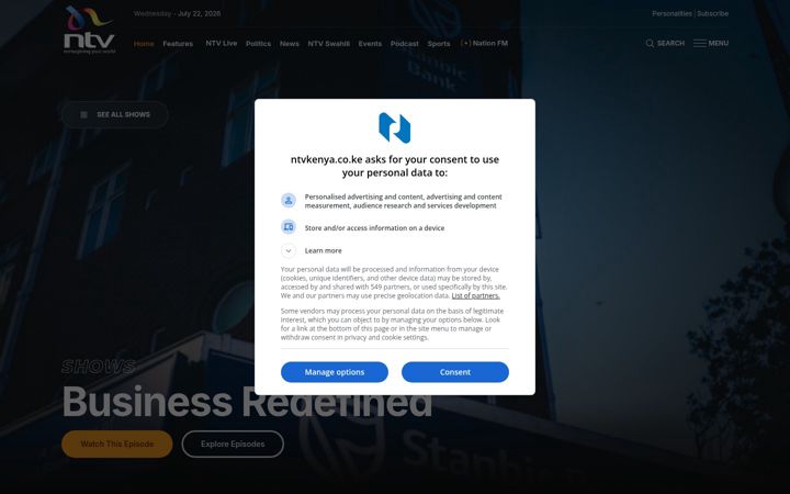 Screenshot of ntvkenya.co.ke