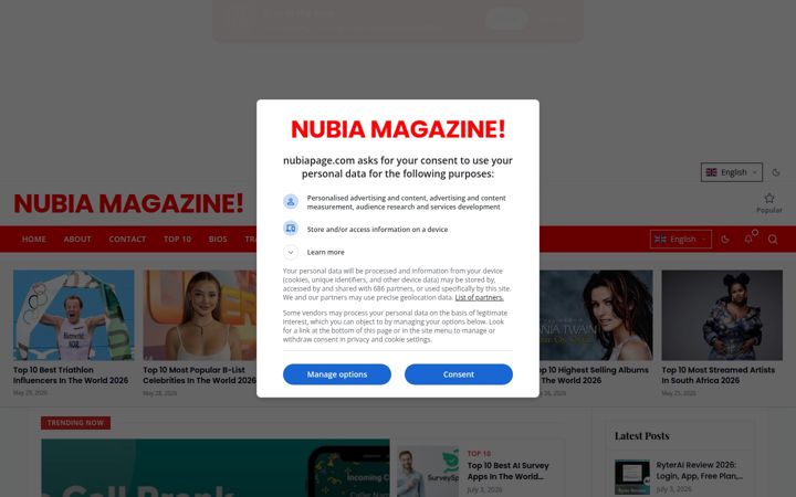 Screenshot of nubiapage.com