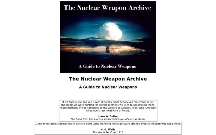 Screenshot of nuclearweaponarchive.org