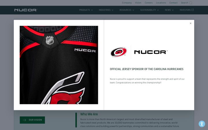 Screenshot of nucor.com