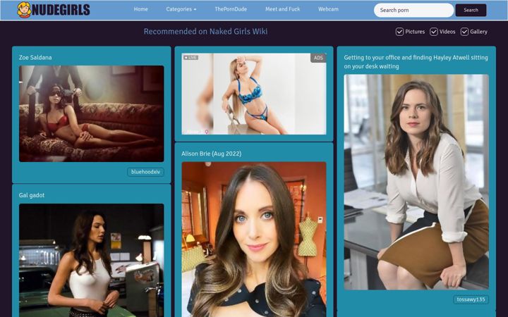 Screenshot of nudegirls.wiki