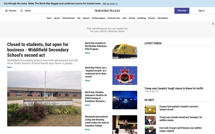 Screenshot of nugget.ca