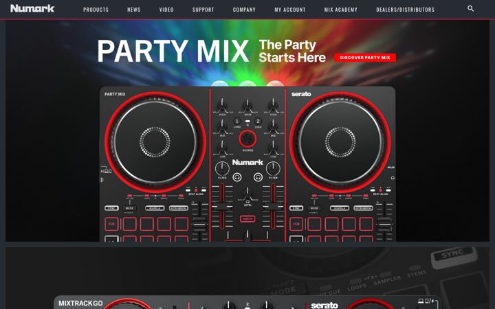 Screenshot of numark.com