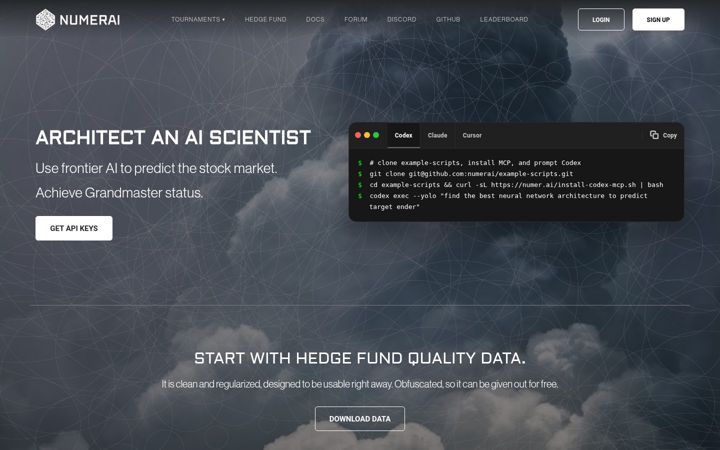 Screenshot of numer.ai