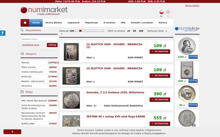 Screenshot of numimarket.pl