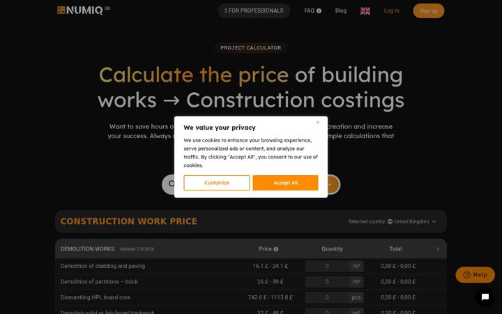 Screenshot of numiq.com