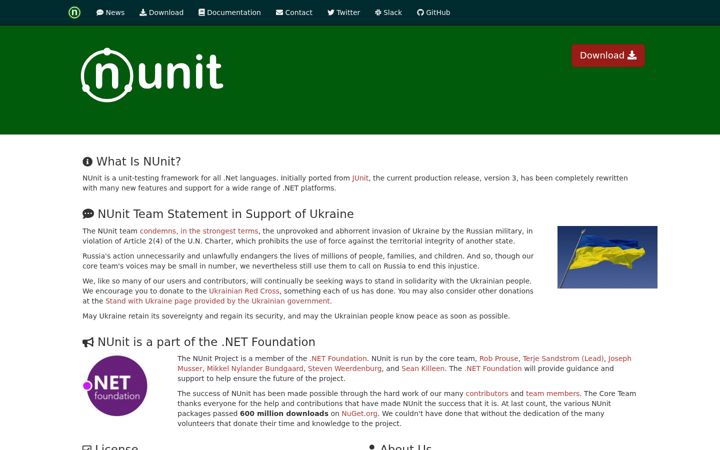 Screenshot of nunit.org