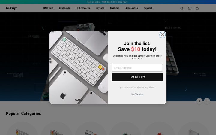 Screenshot of nuphy.com