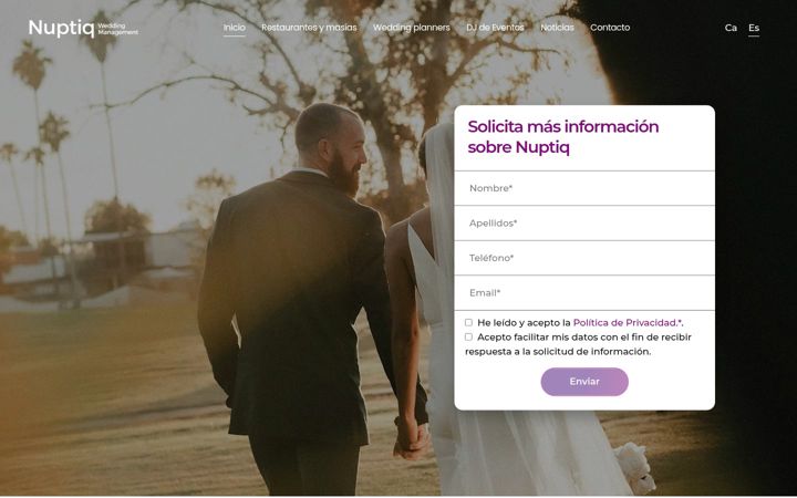 Екранна снимка на nuptiq.com