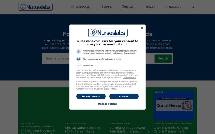 Screenshot of nurseslabs.com