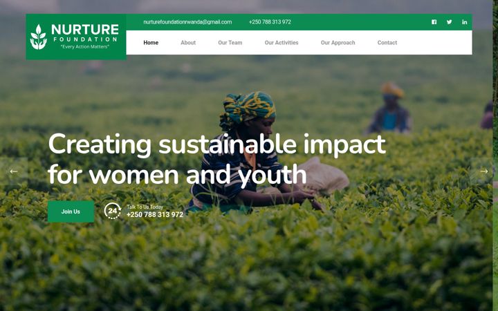 Screenshot von nurturefoundationrwa.org