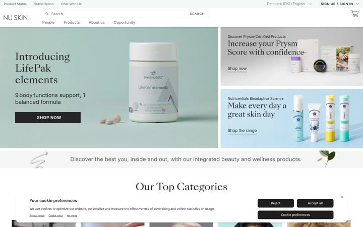 Ekraanipilt saidist nuskin.com