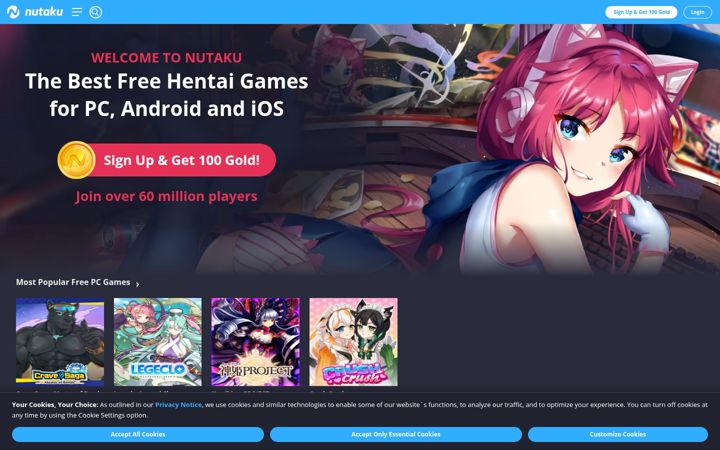 Ekraanipilt saidist nutaku.com