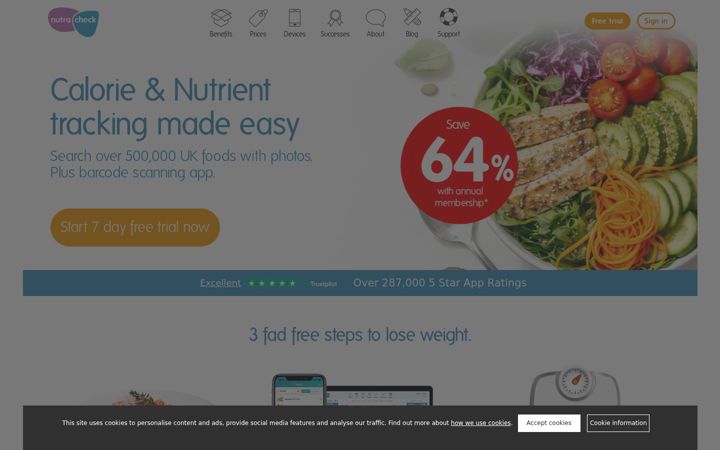 Screenshot di nutracheck.com