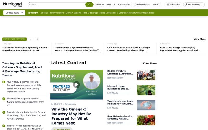 Screenshot of nutritionaloutlook.com