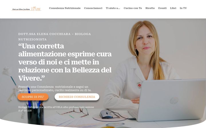 Skärmbild av nutrizionistacocchiara.it