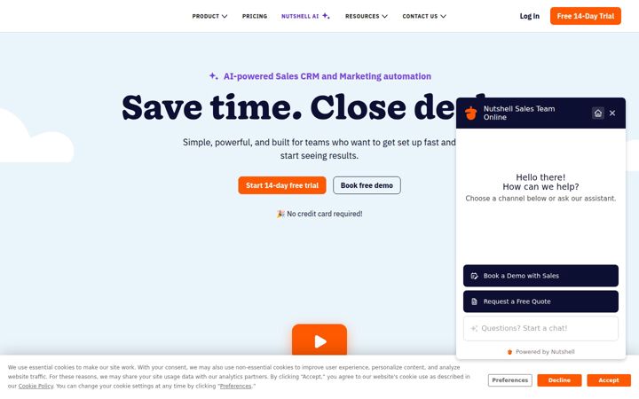 Screenshot of nutshell.com