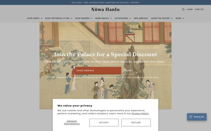 Screenshot of nuwahanfu.com