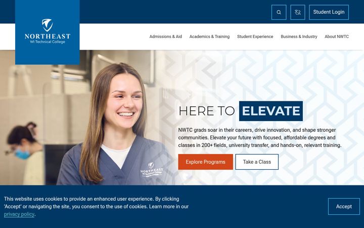 Screenshot of nwtc.edu