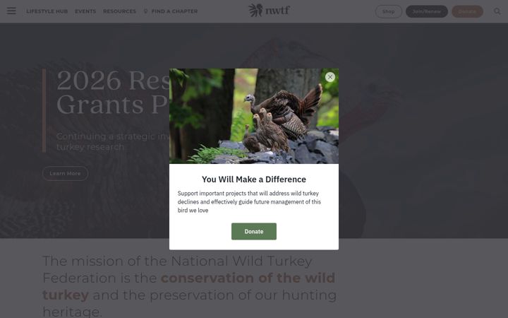 Screenshot of nwtf.org