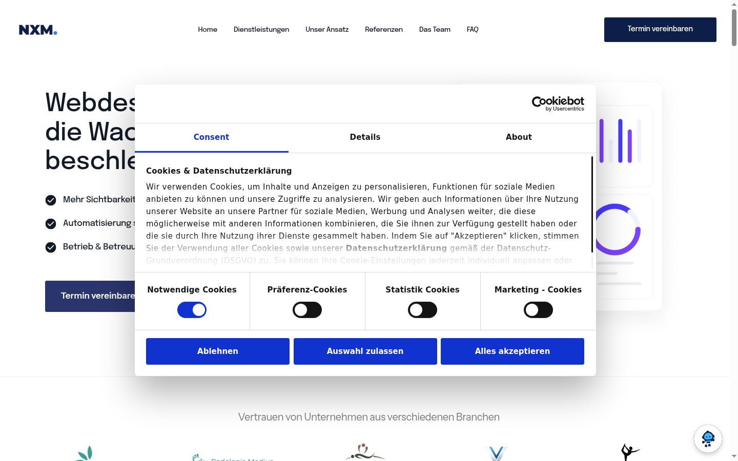 Kuvakaappaus suostumusbannerista, joka näytettiin ennen mitään vuorovaikutusta