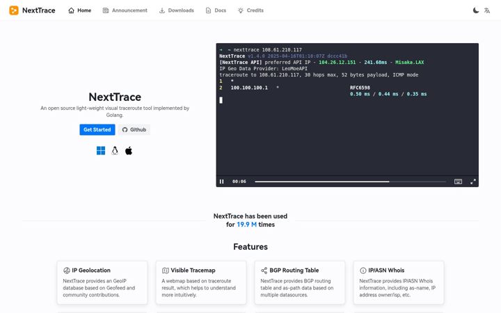 Screenshot of nxtrace.org