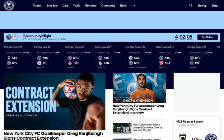 Snimka zaslona za nycfc.com