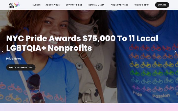 Screenshot stránky nycpride.org