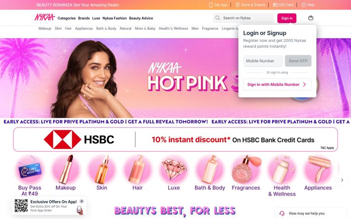 Screenshot of nykaa.com