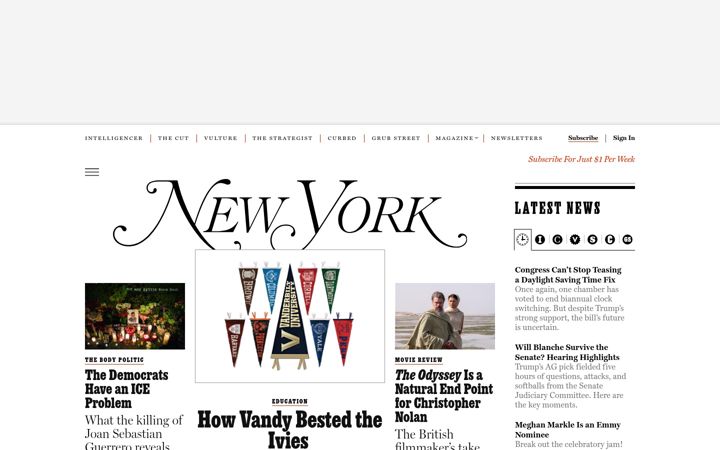 Captură de ecran a nymag.com