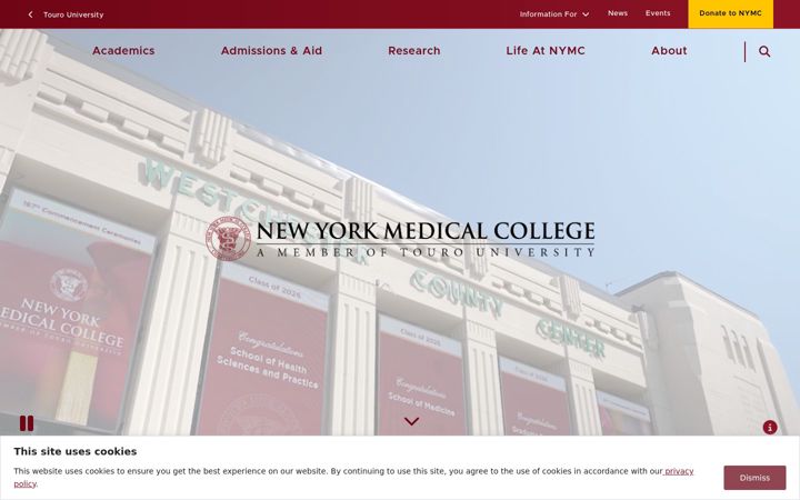 Screenshot of nymc.edu