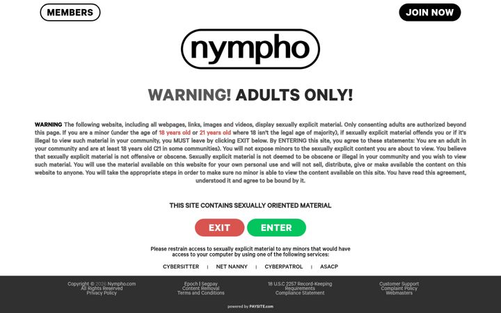 Screenshot of nympho.com