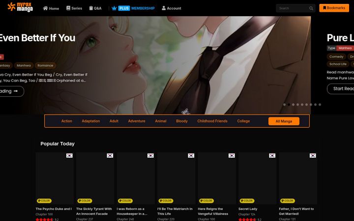 Screenshot of nyraxmanga.com