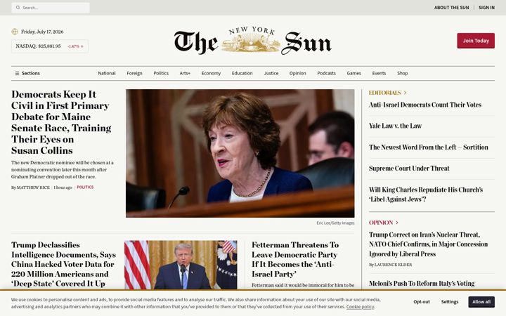 Screenshot di nysun.com