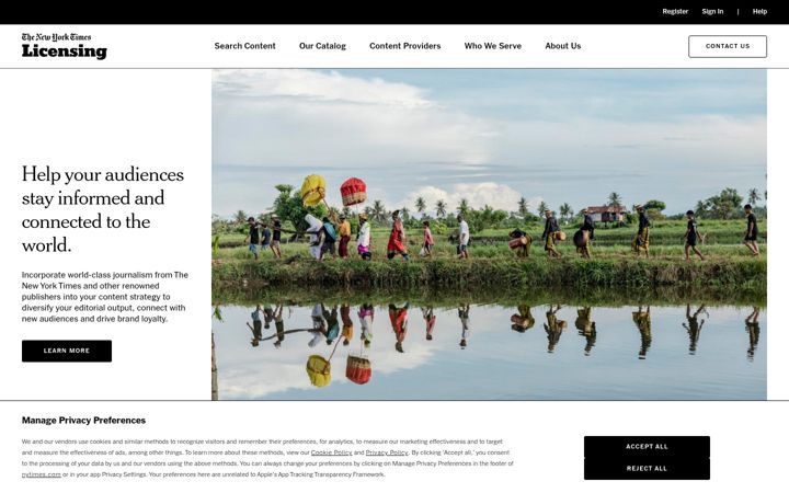 Screenshot of nytlicensing.com