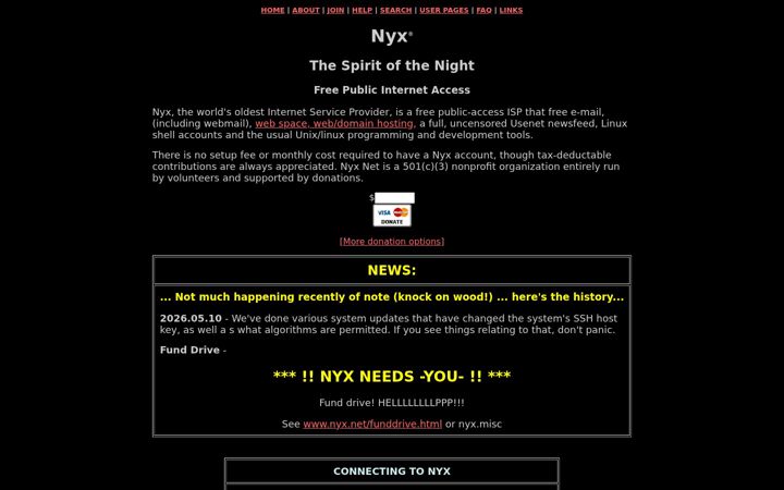 Screenshot ta' nyx.net