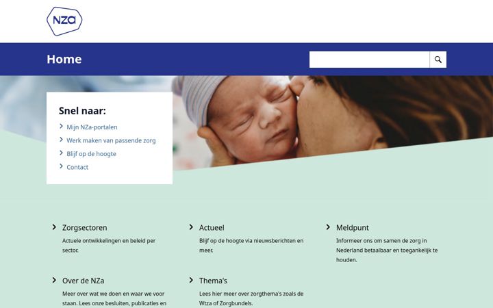Screenshot of nza.nl