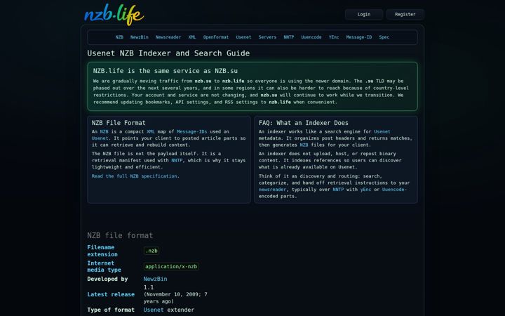 Screenshot of nzb.life