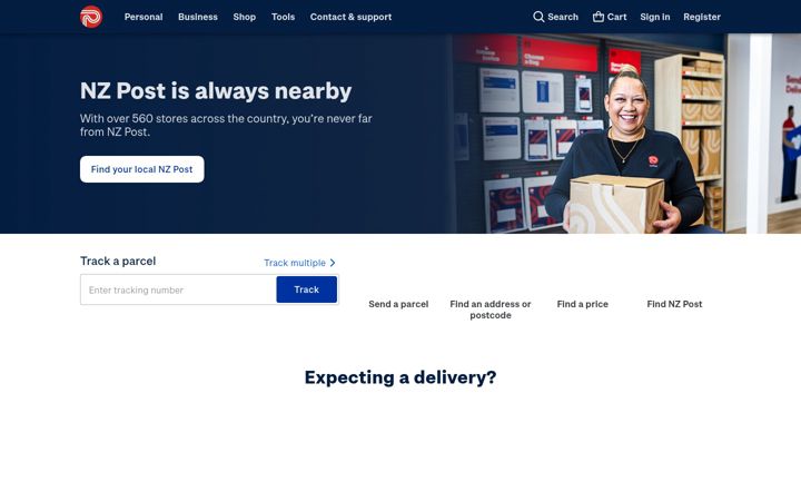 Екранна снимка на nzpost.co.nz