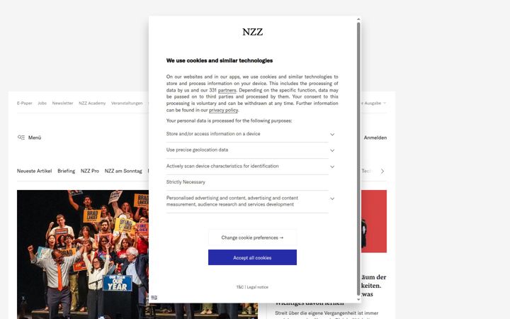 Snimka zaslona za nzz.ch