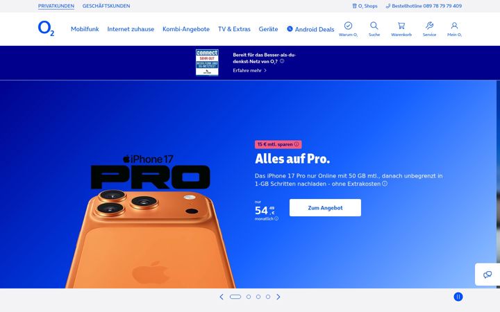 Screenshot of o2.de